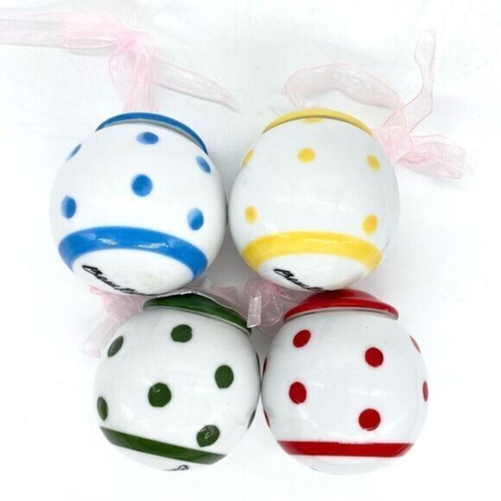 Vintage Beau Rivage Polka Dot Primary Colors Christmas Ornaments